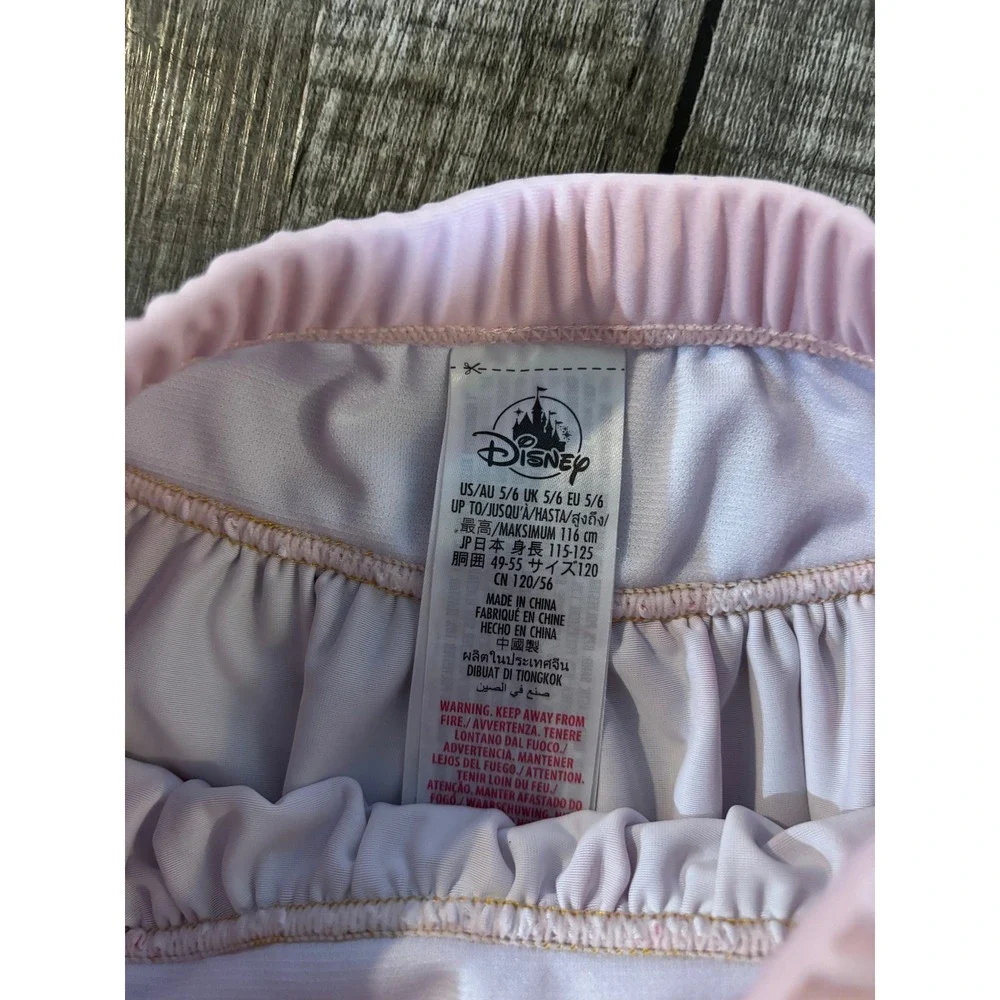 Disney Minnie Mouse Skirt Girls Size 5 6 Pink‎ White Floral Print Elastic Waist
